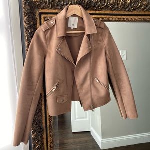 River Island Light Brown Faux Suede Biker Jacket 4